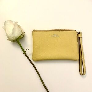 Designer Coach Leather Yellow Wristlist Wallet